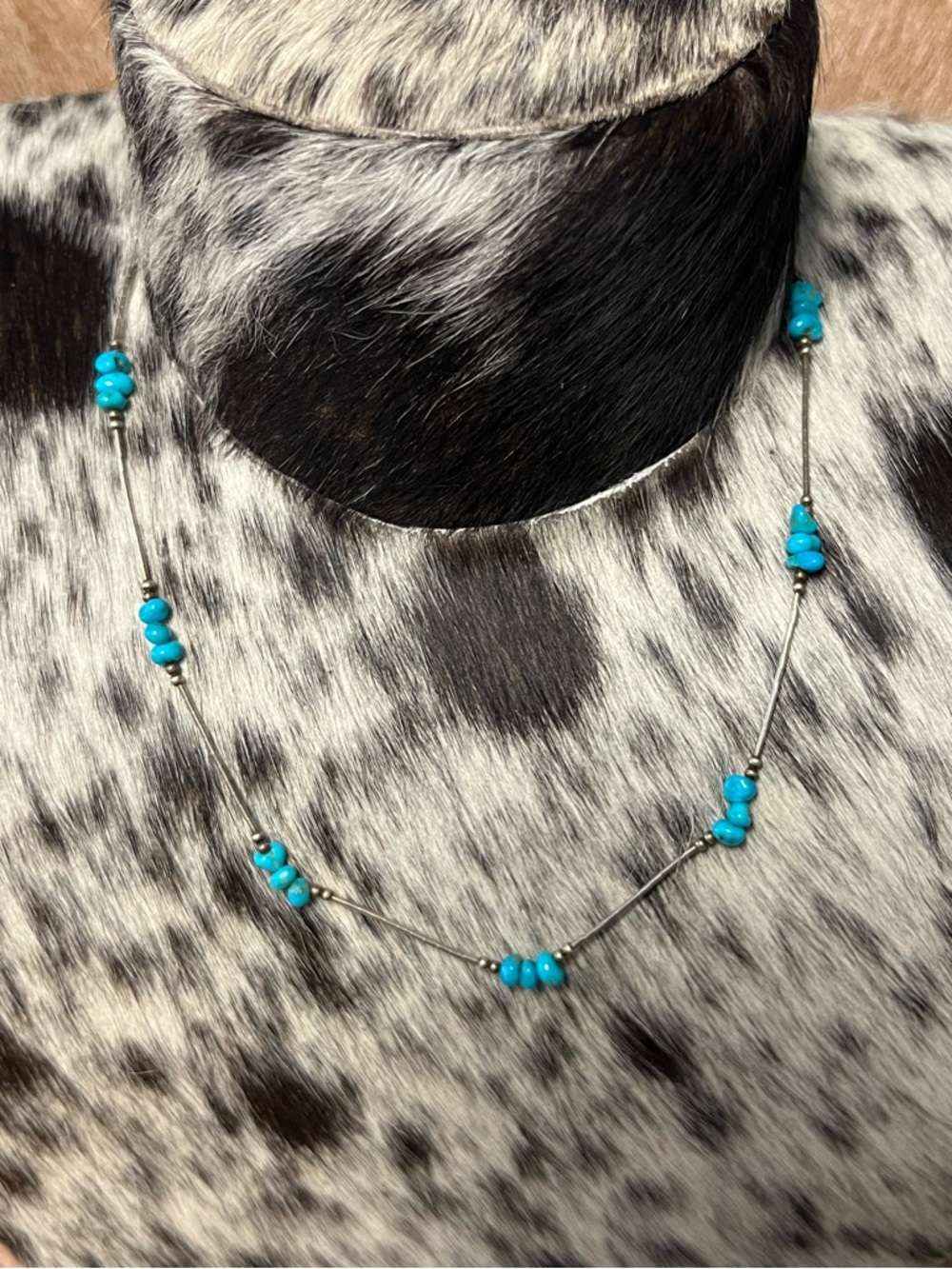 Sterling silver liquid silver and turquoise necklace